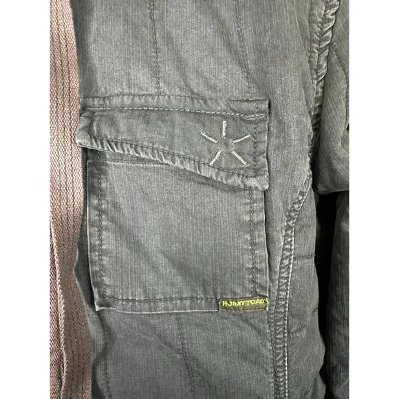Horny Toad Blue Zip Up Pockets Hooded Lined Army Utility Jacket Size Large - Picture 4 of 7